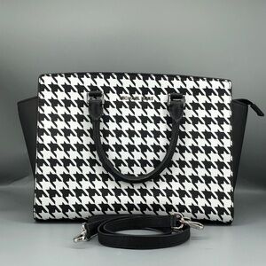 Michael Kors Black and White Houndstooth Satchel